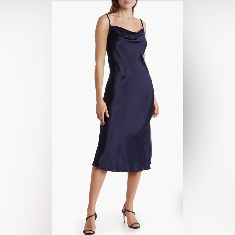 NWT Bebe Satin Cowl Neck Midi Dress